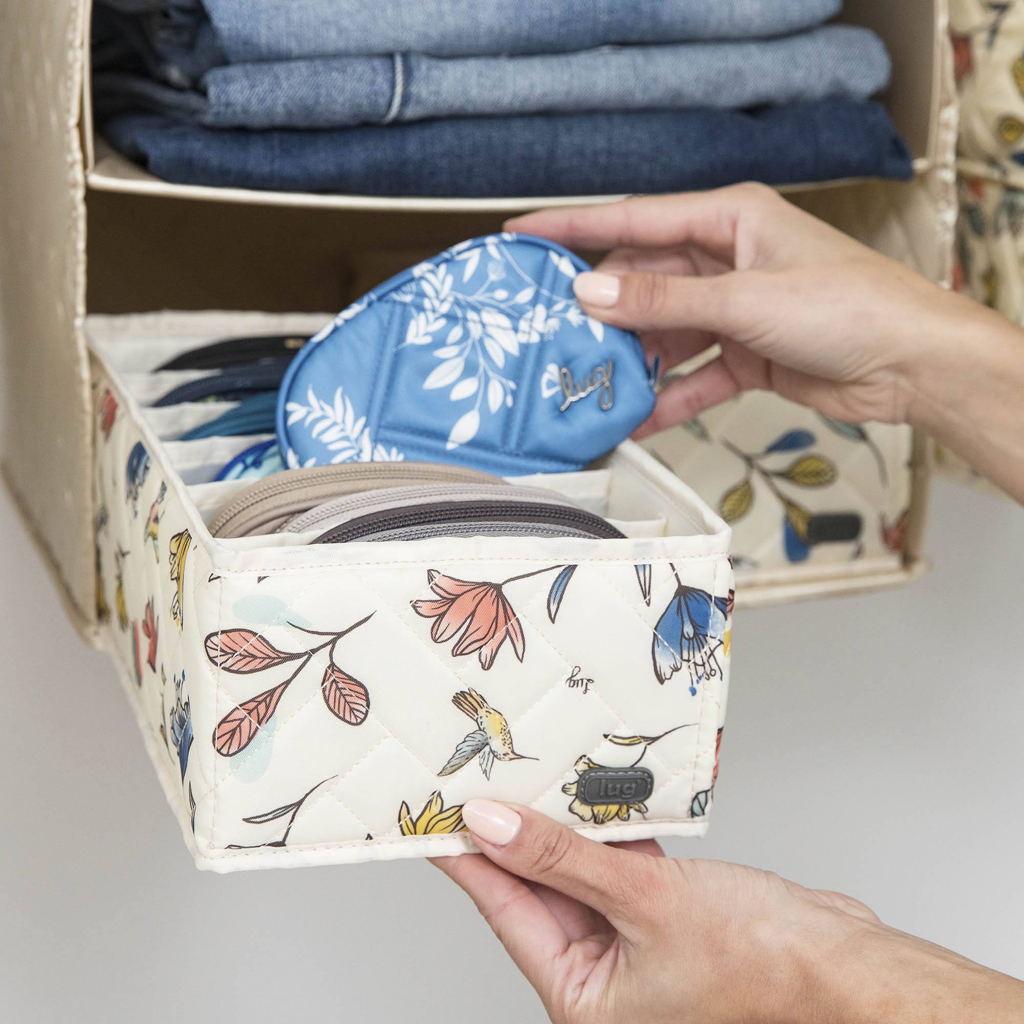 Dolly 2pc 6 Pocket Drawer Organizer - HUMMINGBIRD FLORAL - Dolly2pk_Lifestyle_01